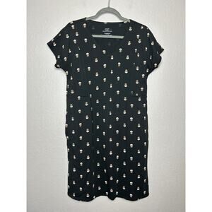 Pure Jill J Jill Soft V-Neck Tshirt Dress Pockets Organic Cotton Floral Small